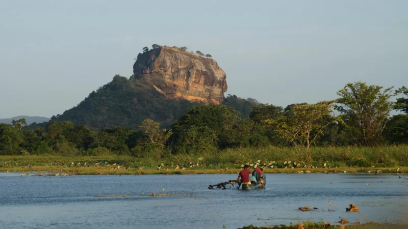 Scenic View of Sigiriya Rock and River in Sri Lanka